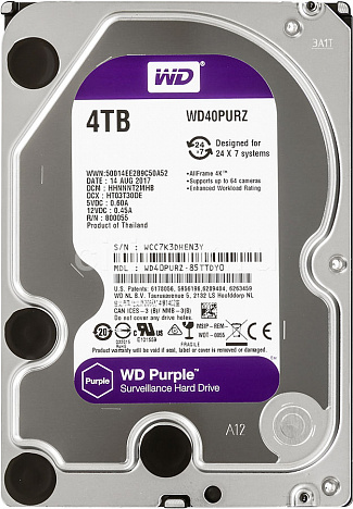 Жесткий диск WD Purple WD40PURZ, 4Тб, HDD. SATA III. 3.5"
